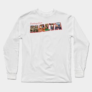 Greetings from Malta Vintage style retro souvenir Long Sleeve T-Shirt